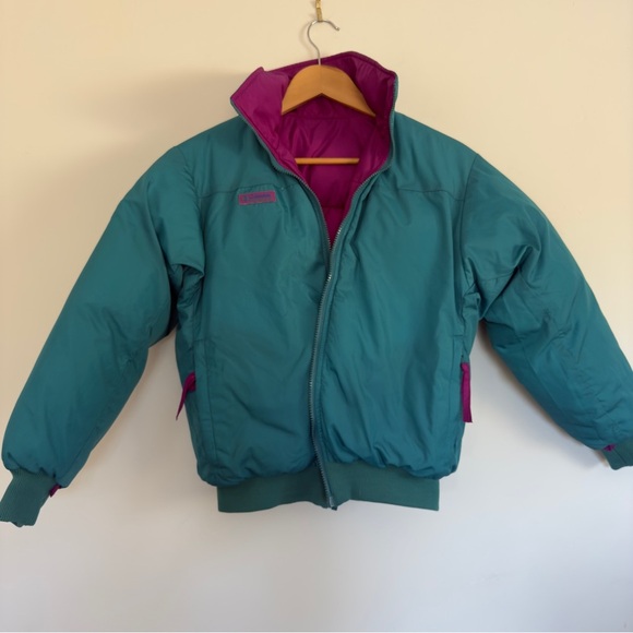 Columbia Vintage Reversible puffer Jacket In Purple/Emerald Size: Small - Picture 1 of 4